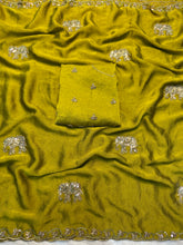 Load image into Gallery viewer, Alverina Wedding Wear Crush Silk Sequence Work Fancy Designer Saree With Blouse Piece
