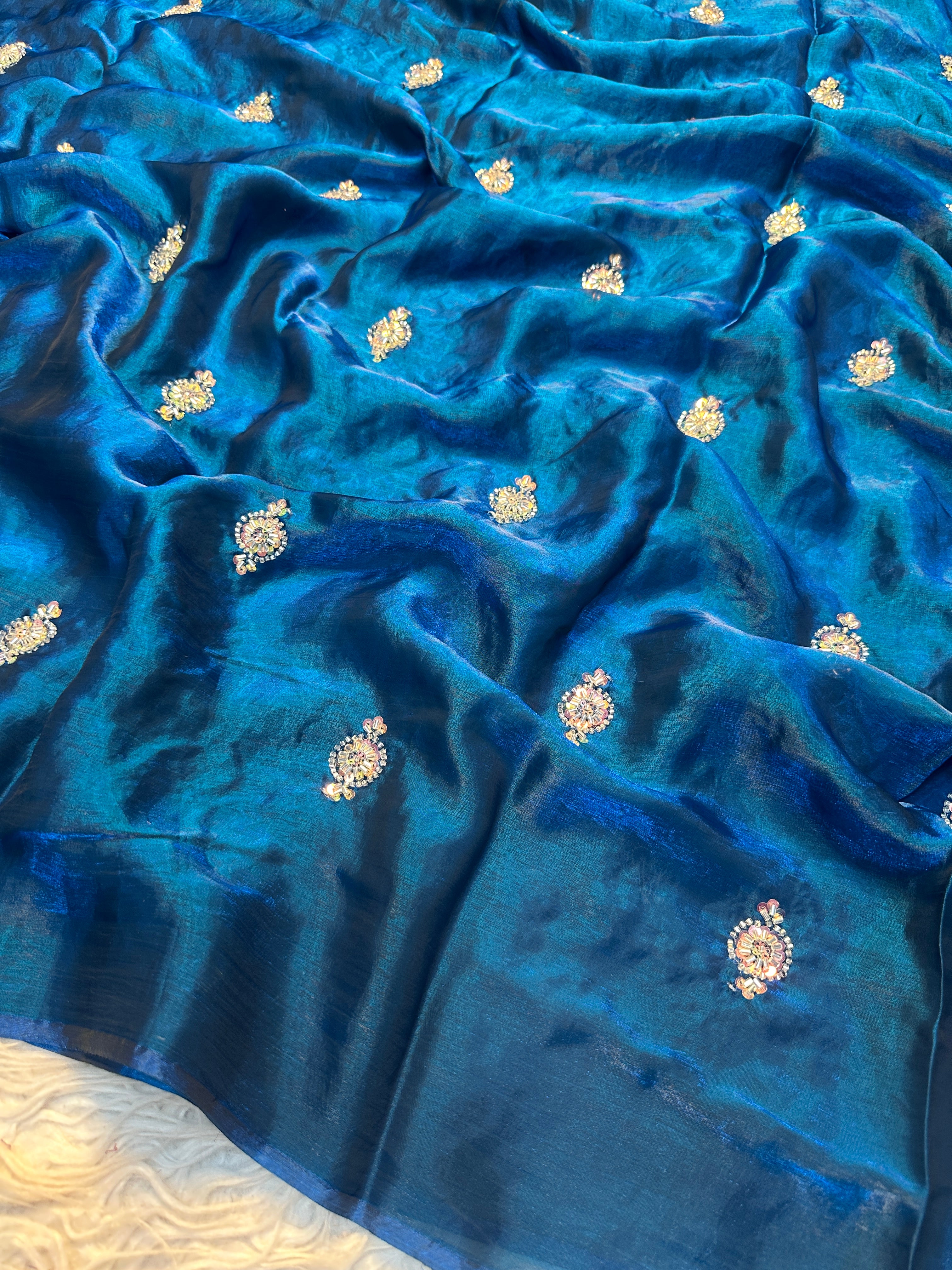 Enticing Festive Wear Soft Crush Silk Embroidery Work Fancy Saree With Blouse Piece