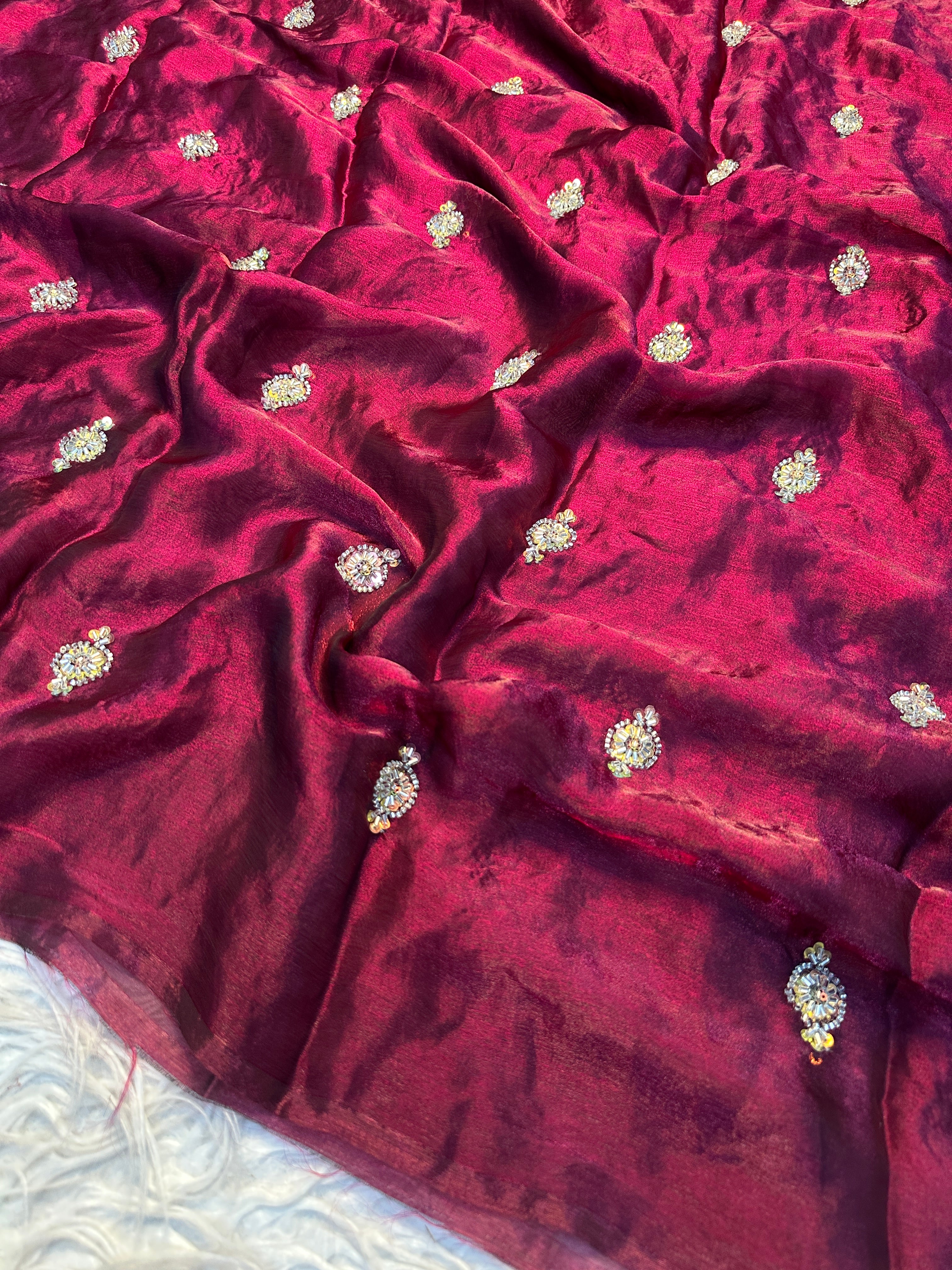 Enticing Festive Wear Soft Crush Silk Embroidery Work Fancy Saree With Blouse Piece