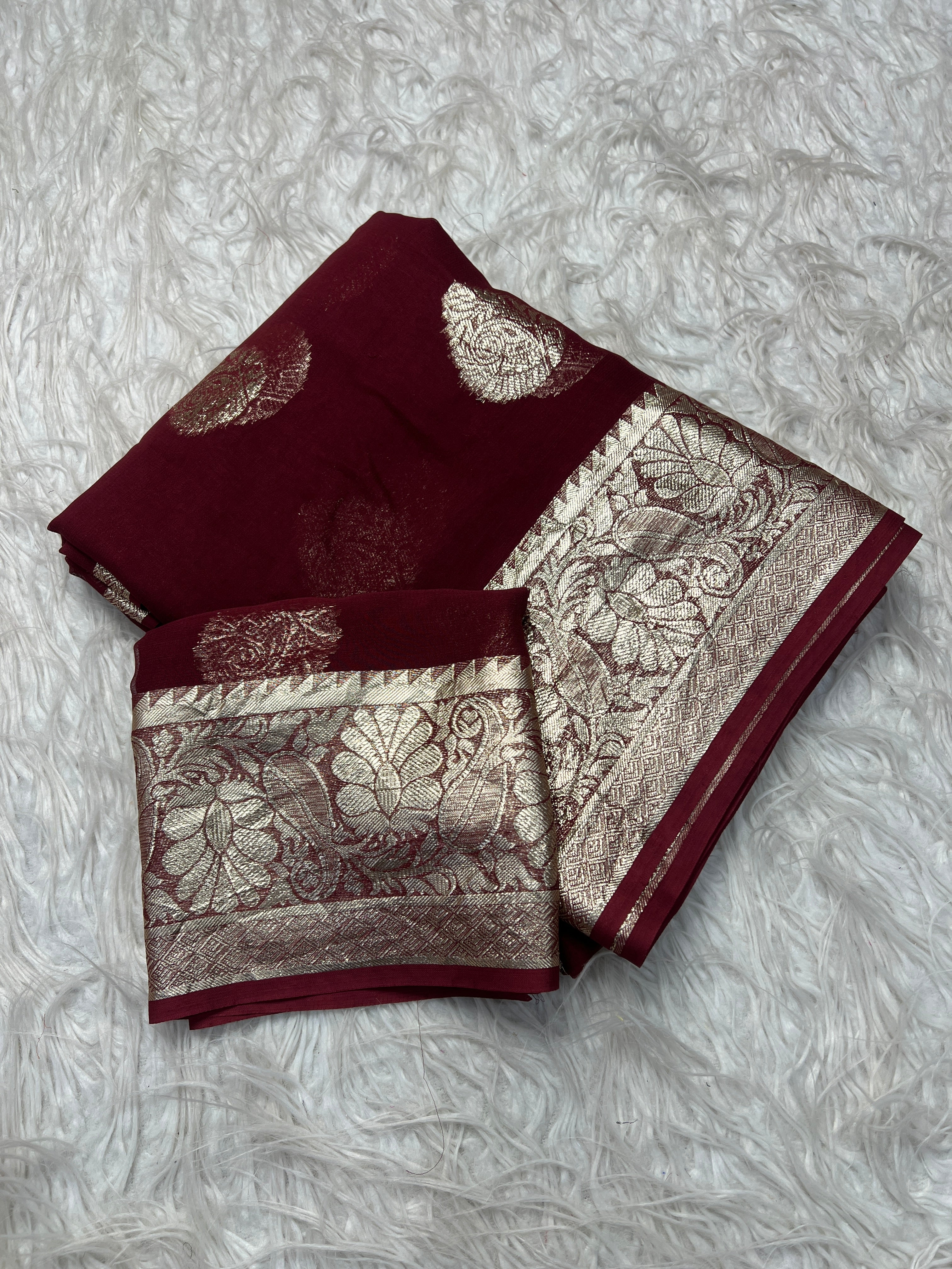 Adorning Festive Wear Georgette Jacquard Weaving Work Fancy Saree With Blouse Piece