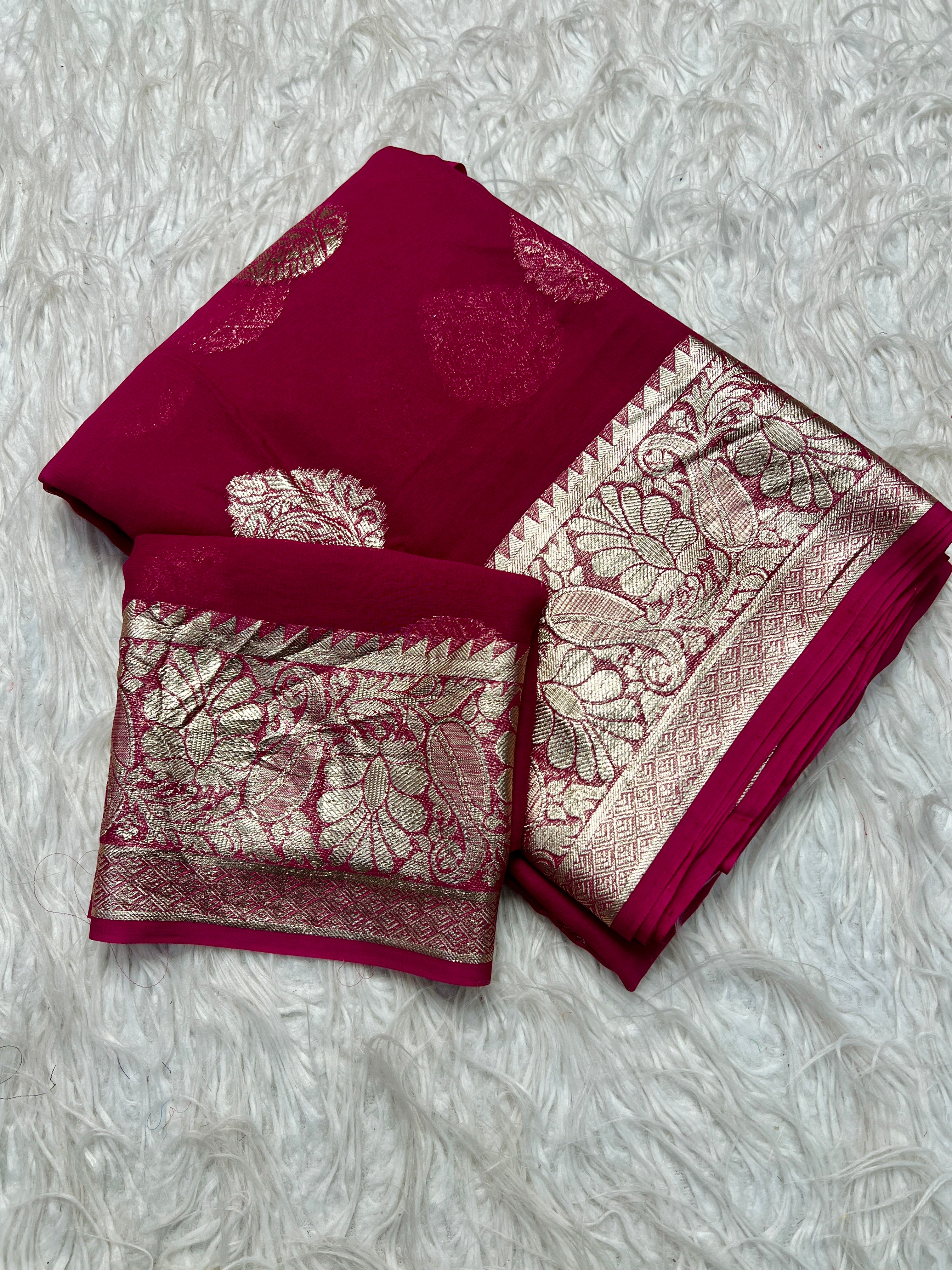 Adorning Festive Wear Georgette Jacquard Weaving Work Fancy Saree With Blouse Piece