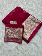 Load image into Gallery viewer, Adorning Festive Wear Georgette Jacquard Weaving Work Fancy Saree With Blouse Piece
