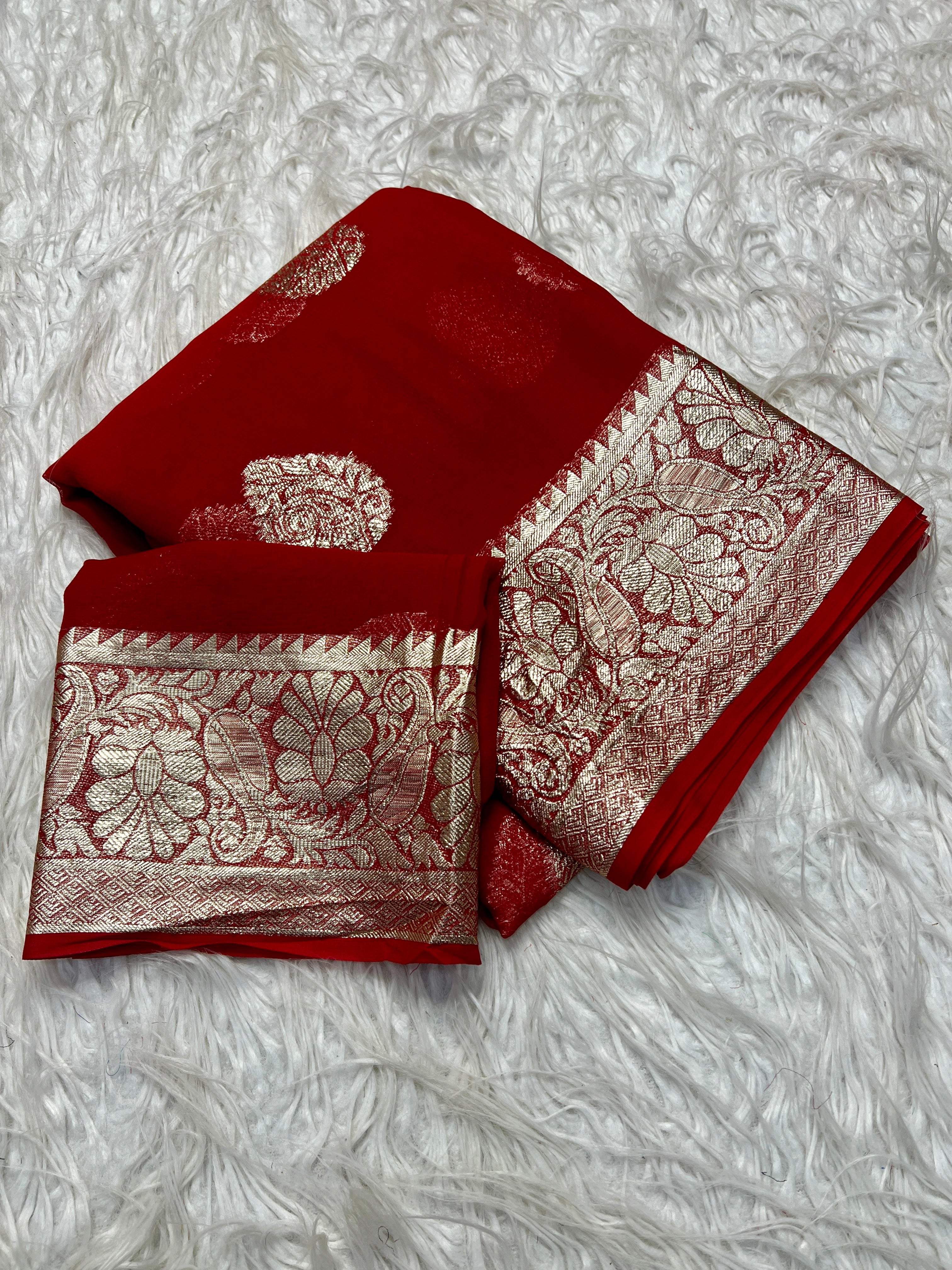Adorning Festive Wear Georgette Jacquard Weaving Work Fancy Saree With Blouse Piece