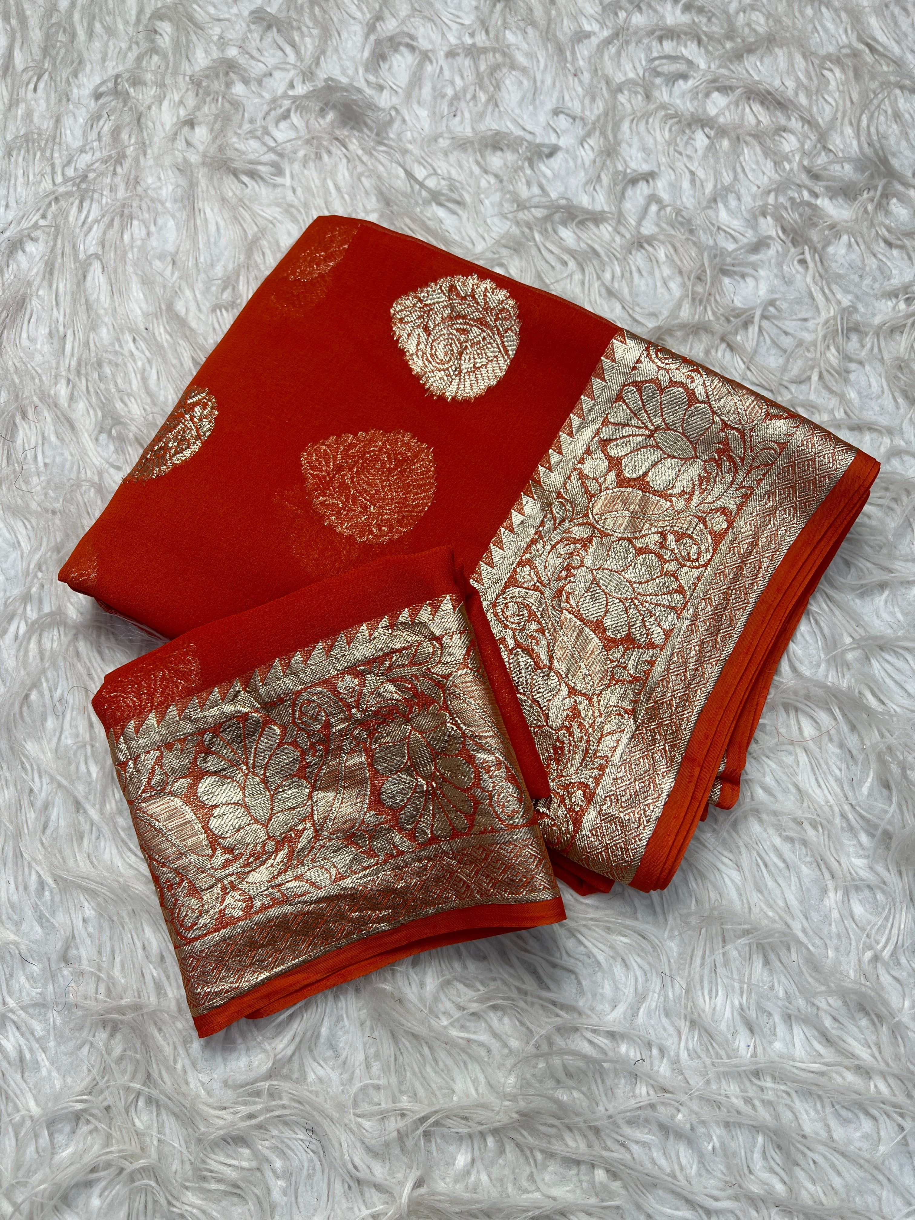Adorning Festive Wear Georgette Jacquard Weaving Work Fancy Saree With Blouse Piece