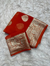 Load image into Gallery viewer, Adorning Festive Wear Georgette Jacquard Weaving Work Fancy Saree With Blouse Piece
