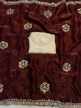 Load image into Gallery viewer, Incredible Party Wear Soft Silk Sequence n Handwork Designer Saree With Contrast Blouse Piece
