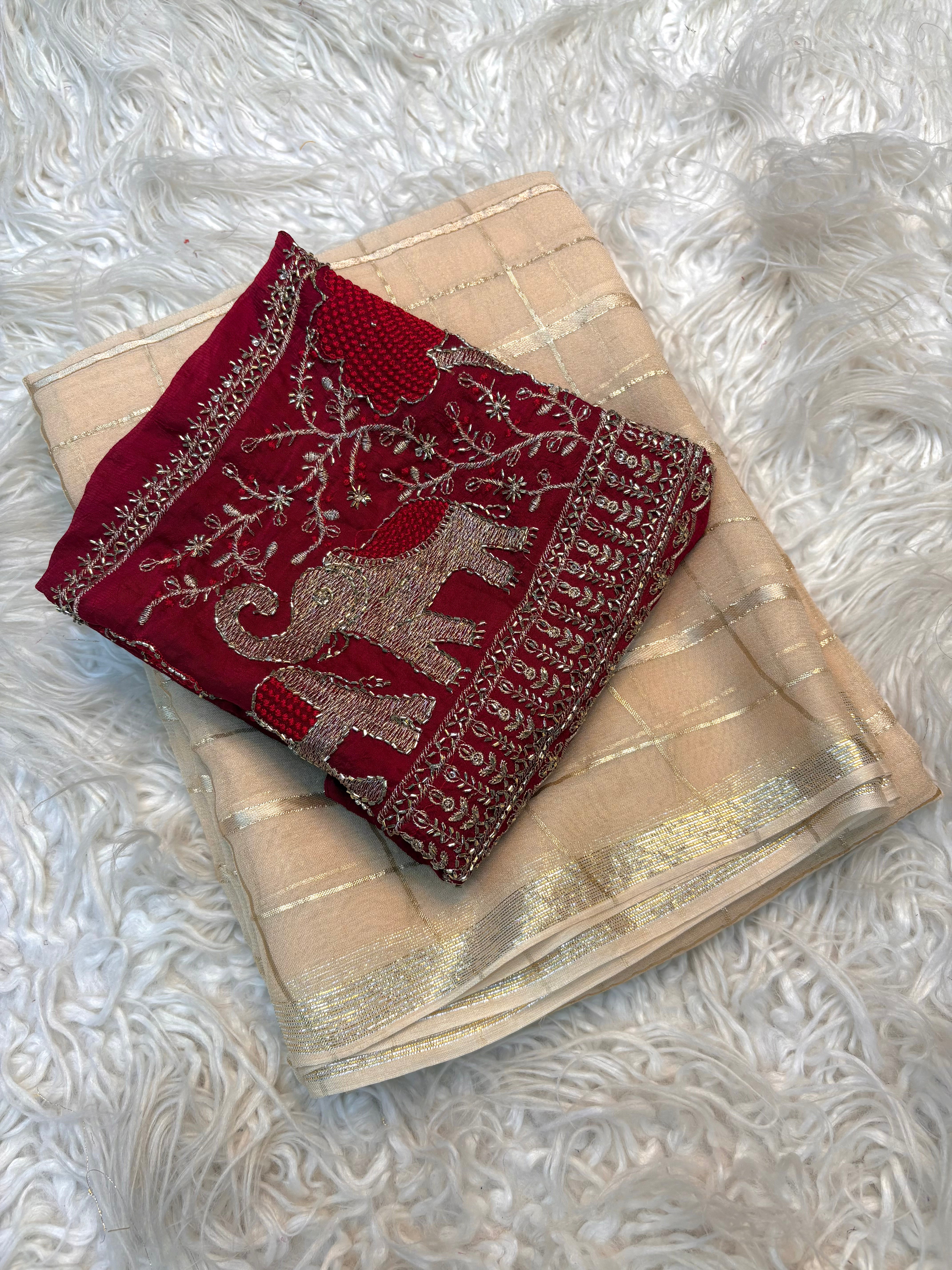 Luxuriant Function Wear Viscose Silk Handwork Blouse Designer Saree For Wedding