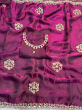 Load image into Gallery viewer, Incredible Party Wear Soft Silk Sequence n Handwork Designer Saree With Contrast Blouse Piece

