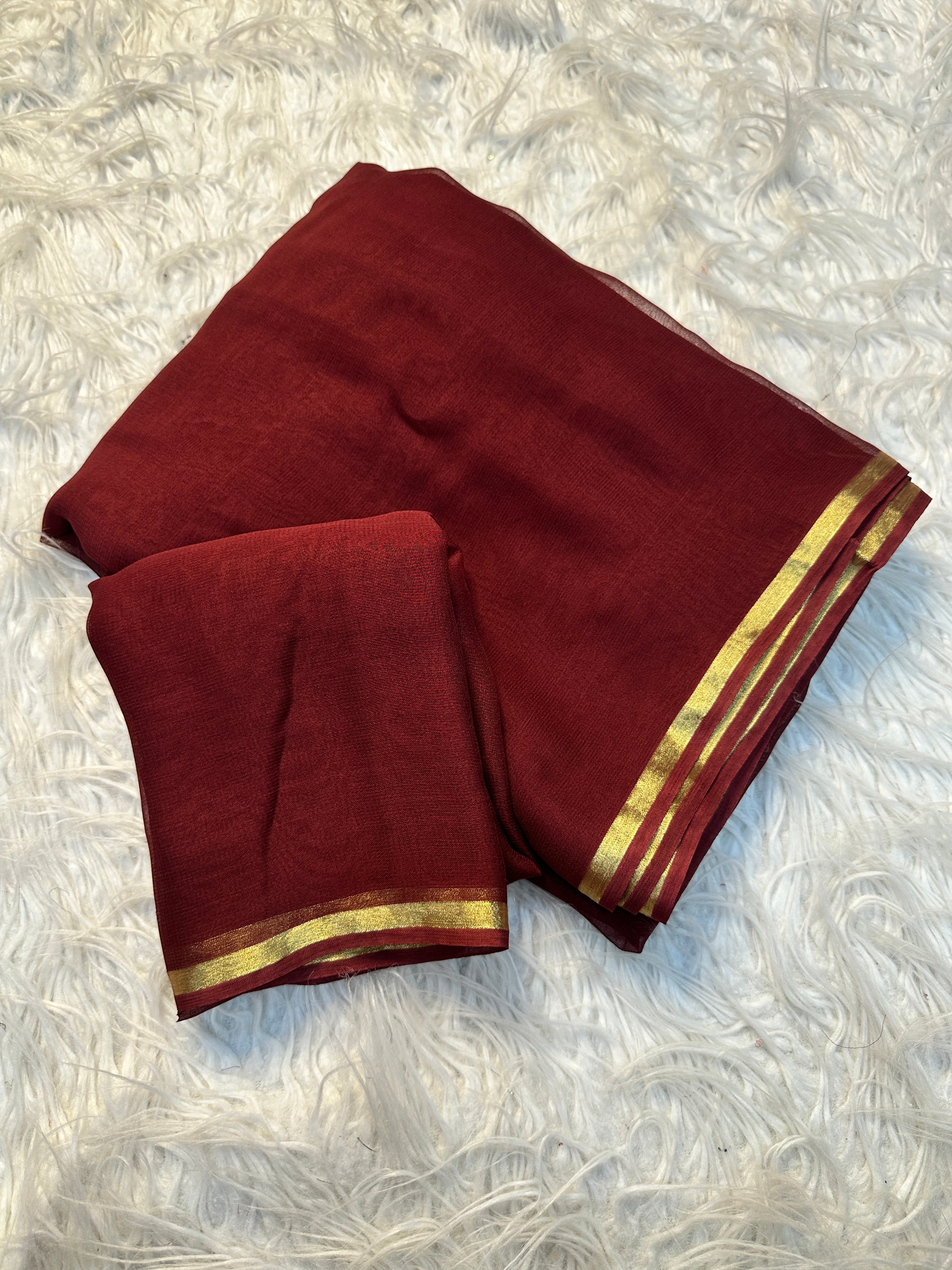 Incredible Function Wear Brown Colour Pure Viscose Georgette Zari Work Fancy Border Saree With Blouse Piece