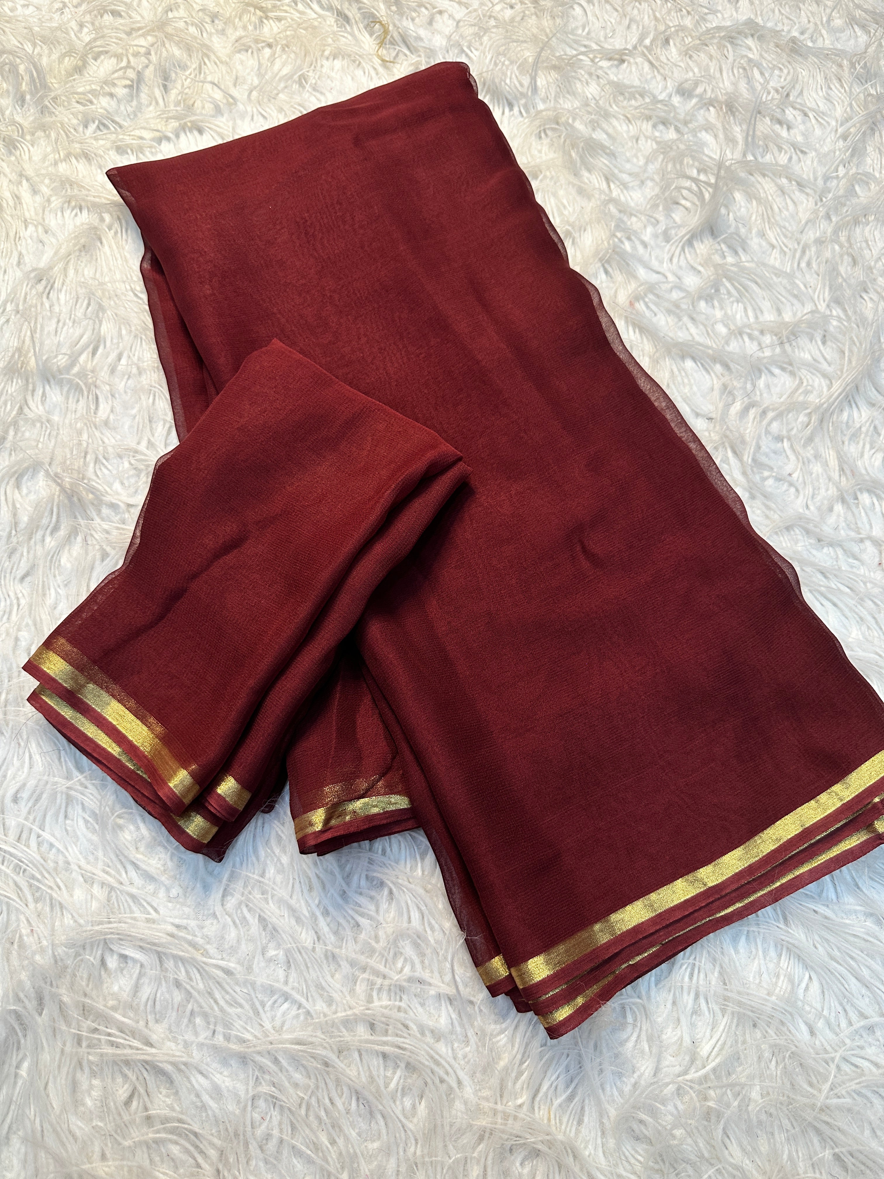 Incredible Function Wear Brown Colour Pure Viscose Georgette Zari Work Fancy Border Saree With Blouse Piece