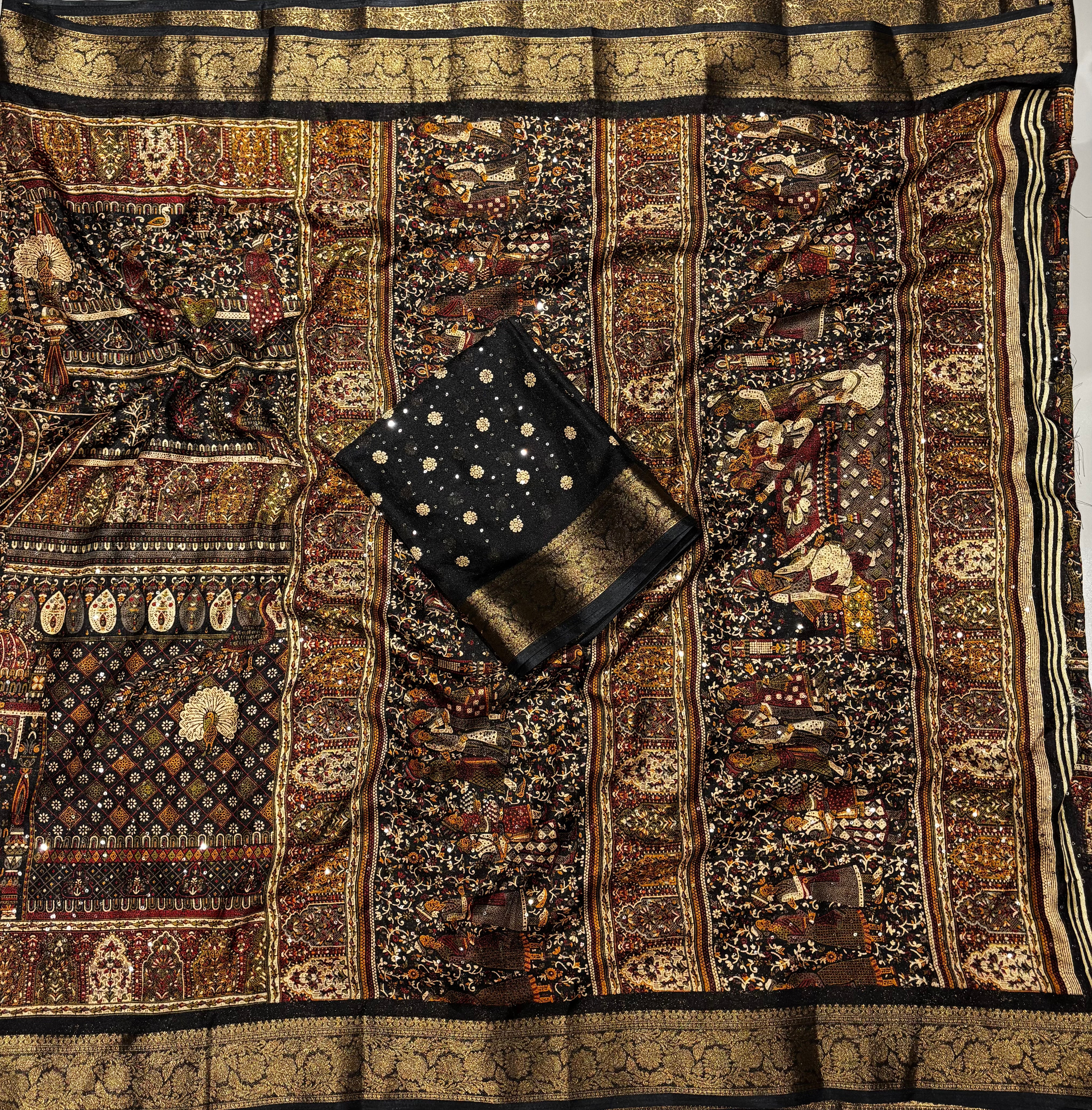 Divine Festive Wear Soft Silk Sequence Work Jacquard Border Designer Saree With Blissful Blouse Piece