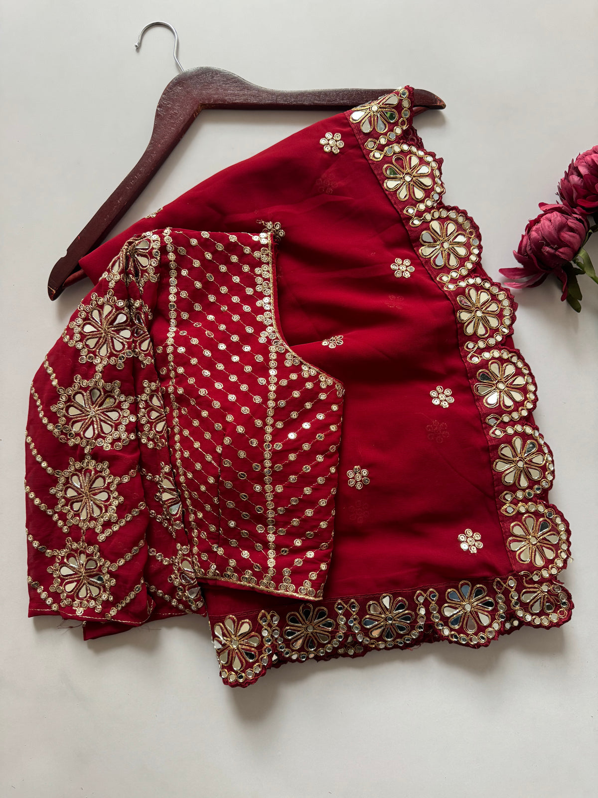 Blossom Party Wear Faux Georgette Sequence Heavy Border n Real Mirror Work Fancy Designer Saree With Unstitched Blouse