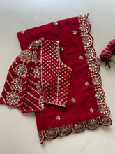Load image into Gallery viewer, Blossom Party Wear Faux Georgette Sequence Heavy Border n Real Mirror Work Fancy Designer Saree With Unstitched Blouse
