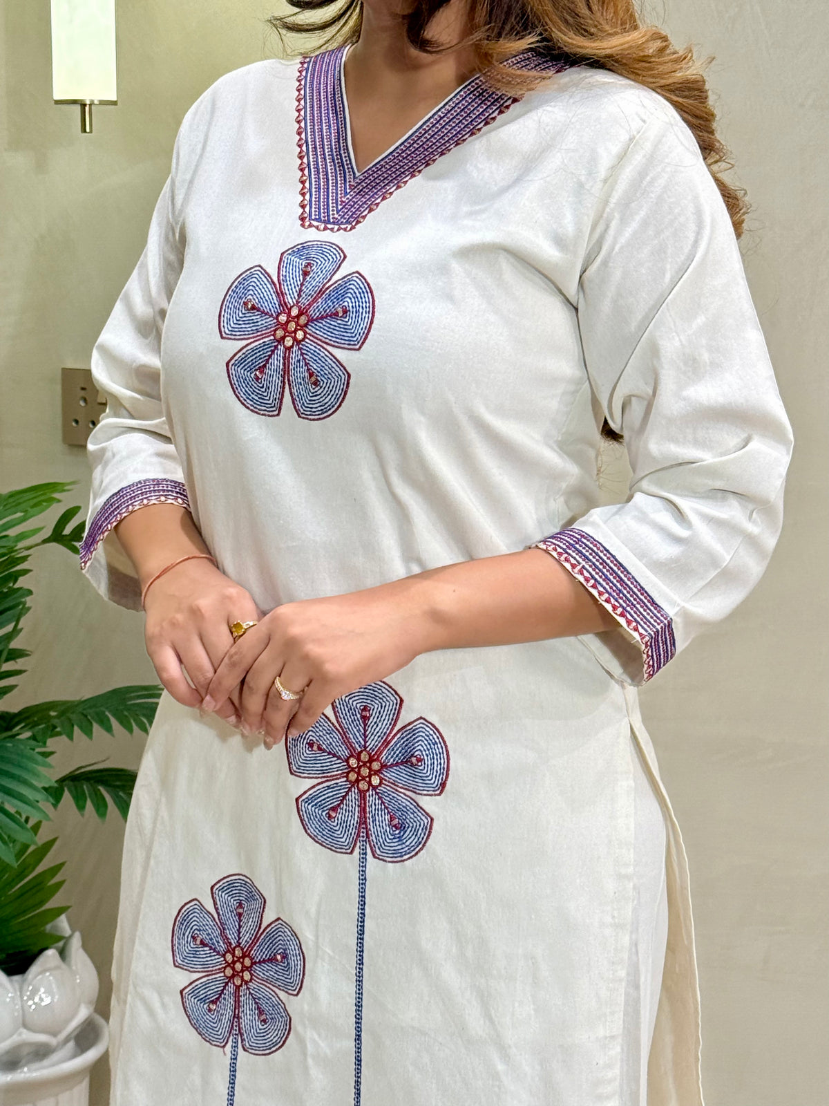 Charismatic Party Wear Cotton  Embroidery n Sequence Work Designer Straight Kurta With Trouser n Dupatta Set