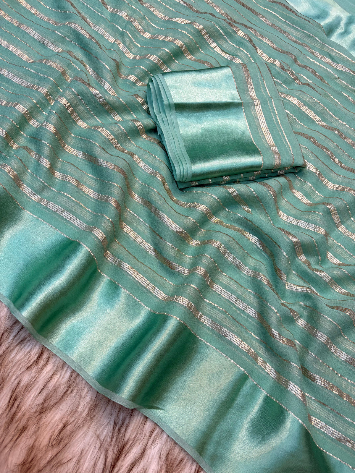 Fantabulous Festive Wear Viscose Silk Satin Border Zari Design Fancy Saree With Blouse Piece