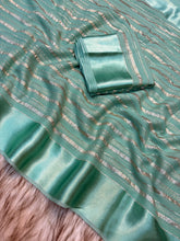 Load image into Gallery viewer, Fantabulous Festive Wear Viscose Silk Satin Border Zari Design Fancy Saree With Blouse Piece
