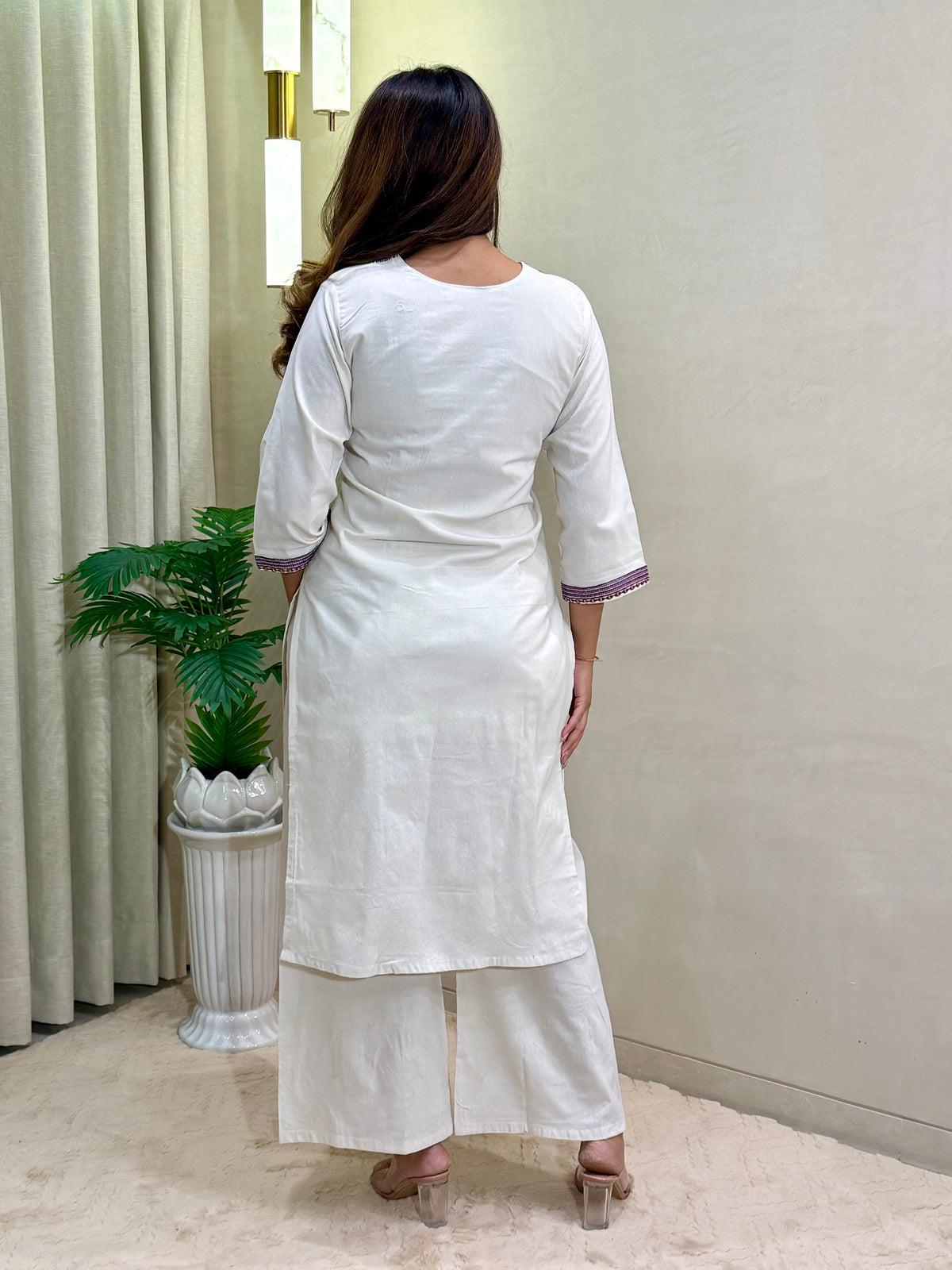 Charismatic Party Wear Cotton  Embroidery n Sequence Work Designer Straight Kurta With Trouser n Dupatta Set