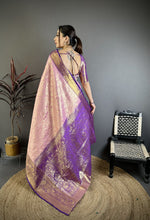 Load image into Gallery viewer, Charismatic Wedding Wear Kanjivaram Silk Rich Pallu Jacquard Border Designer Saree With Contrast Blouse Piece
