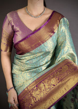 Load image into Gallery viewer, Charismatic Wedding Wear Kanjivaram Silk Rich Pallu Jacquard Border Designer Saree With Contrast Blouse Piece
