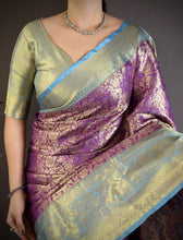 Load image into Gallery viewer, Charismatic Wedding Wear Kanjivaram Silk Rich Pallu Jacquard Border Designer Saree With Contrast Blouse Piece
