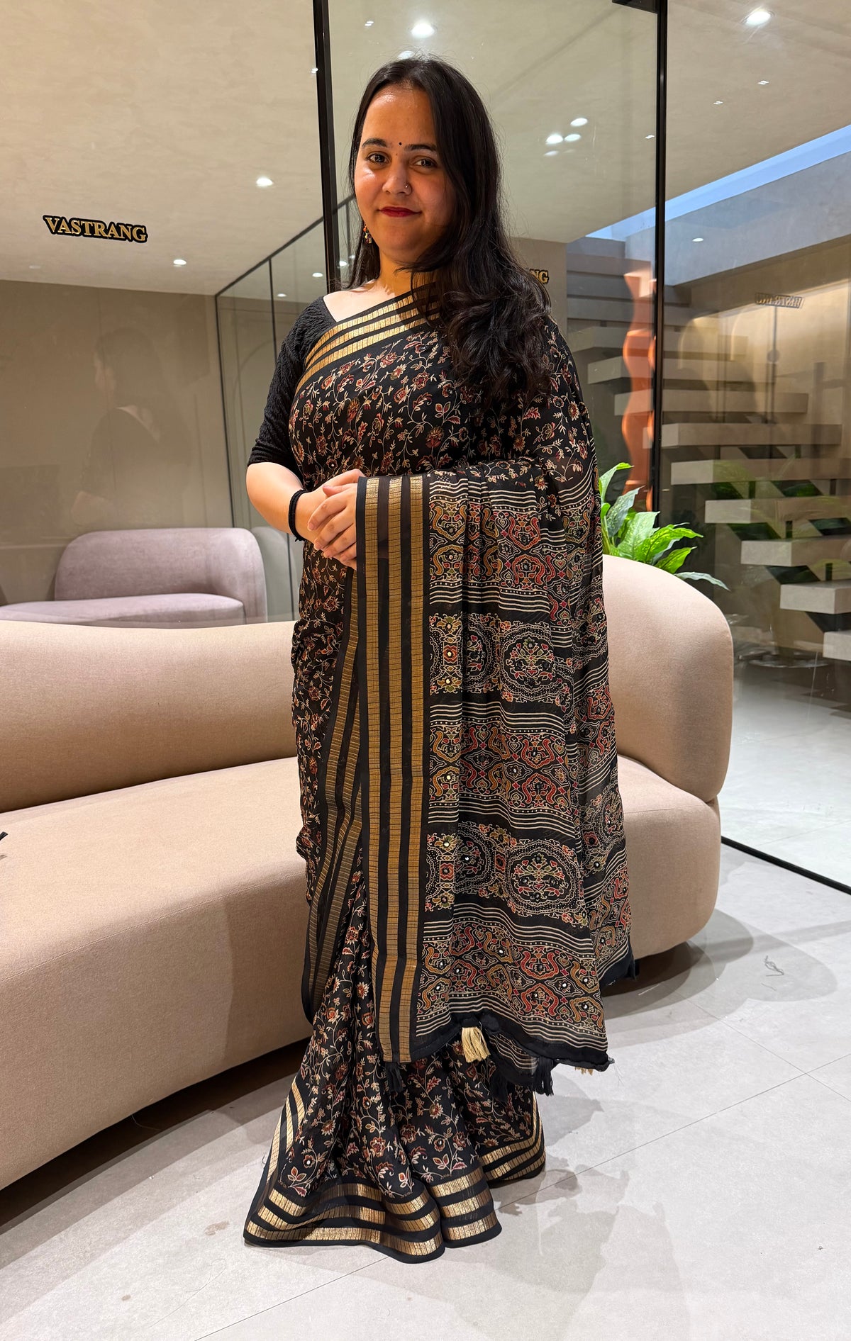 Marvellous Festive Wear Georgette Tussels n Mirror Work Fancy Saree With Blouse Piece
