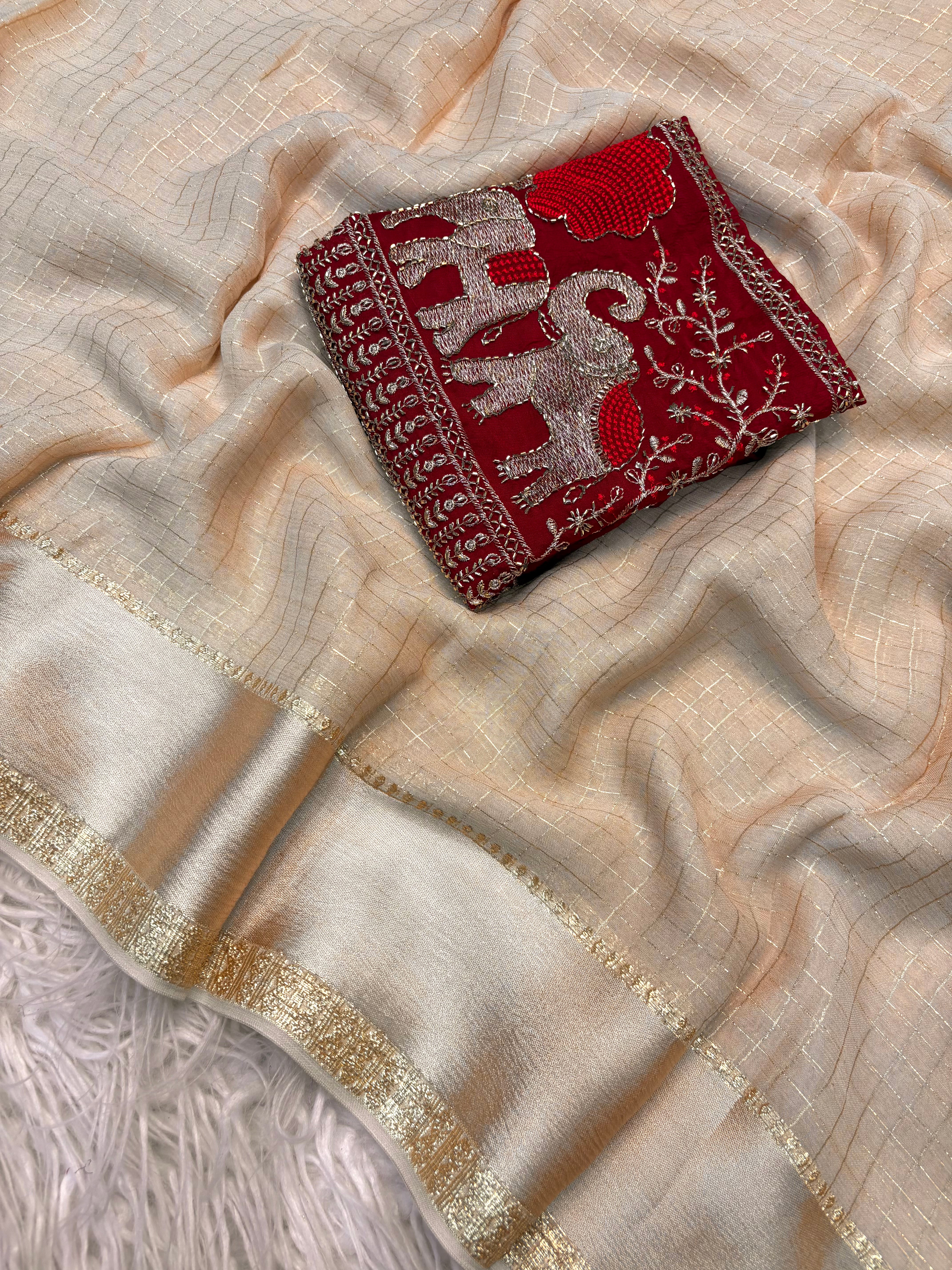 Elegant Function Wear Viscose Silk Handwork Blouse Designer Saree For Wedding