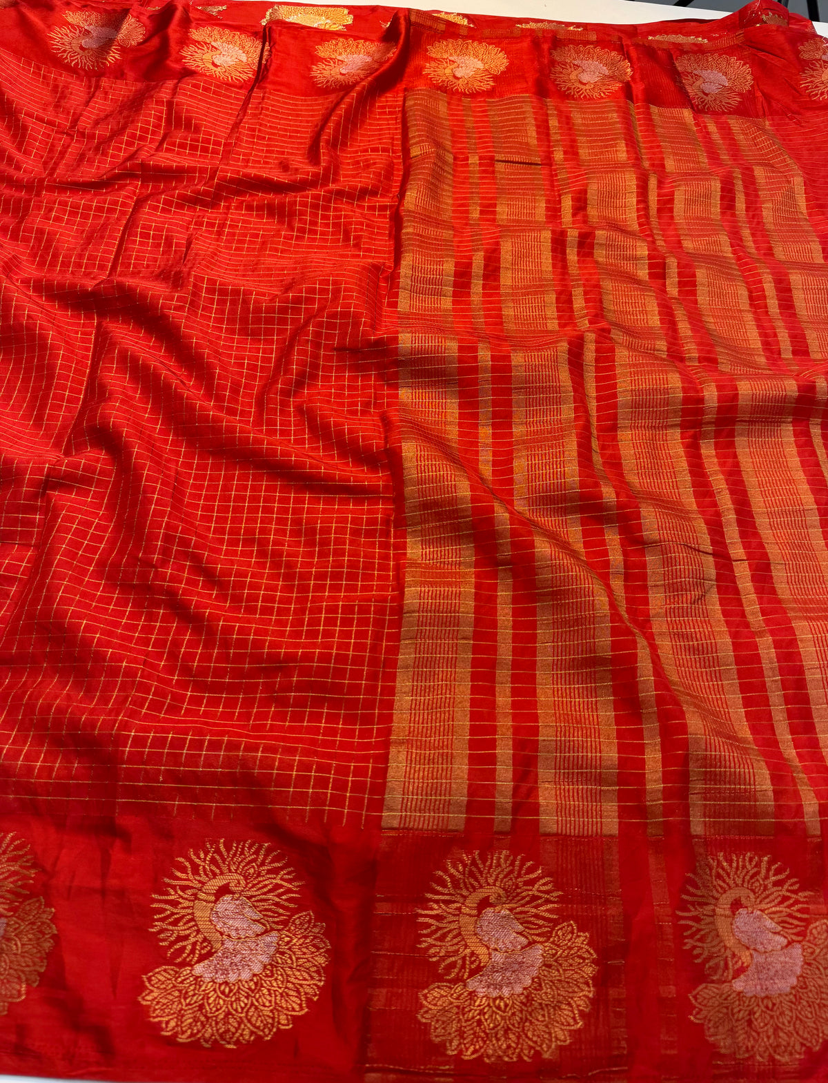 Captivating Party Wear Cotton Jacquard Border Rich Pallu Fancy Saree With Blouse Piece