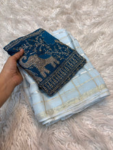 Load image into Gallery viewer, Gorgeous Function Wear Viscose Silk Handwork Blouse Designer Saree For Wedding
