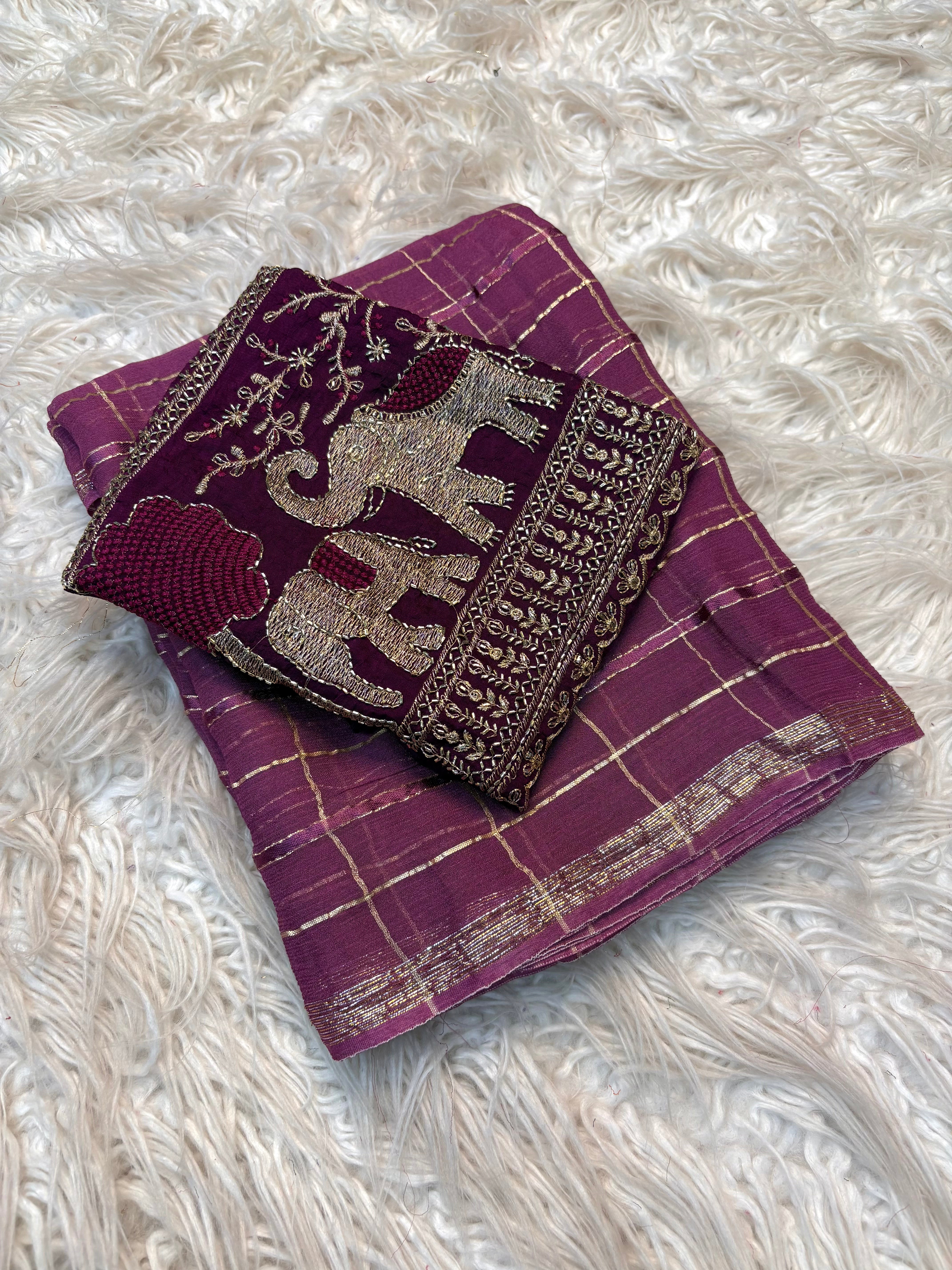 Gorgeous Function Wear Viscose Silk Handwork Blouse Designer Saree For Wedding