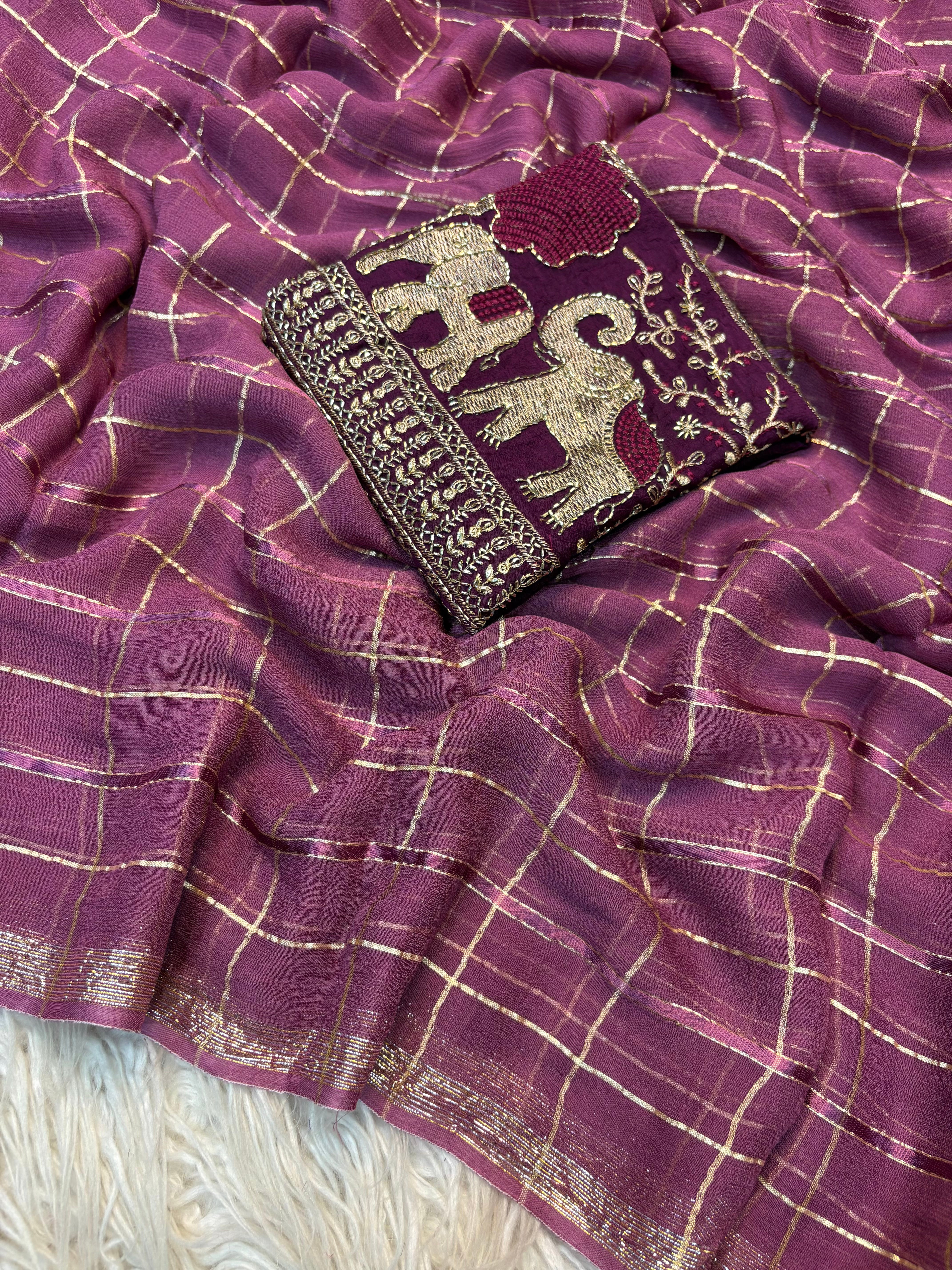 Gorgeous Function Wear Viscose Silk Handwork Blouse Designer Saree For Wedding