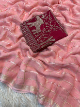 Load image into Gallery viewer, Gorgeous Function Wear Viscose Silk Handwork Blouse Designer Saree For Wedding
