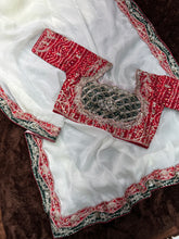 Load image into Gallery viewer, Luxury Party Wear Satin Bandhej Embroidered Saree With Sequin Lace Border Matching Stitched Blouse
