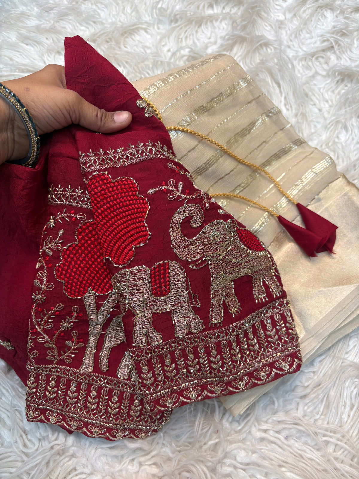 Admirable Party Wear Pure Viscose Georgette Silk Beads Work Blouse Designer Saree With Unstitched Blouse