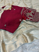 Load image into Gallery viewer, Admirable Party Wear Pure Viscose Georgette Silk Beads Work Blouse Designer Saree For Wedding
