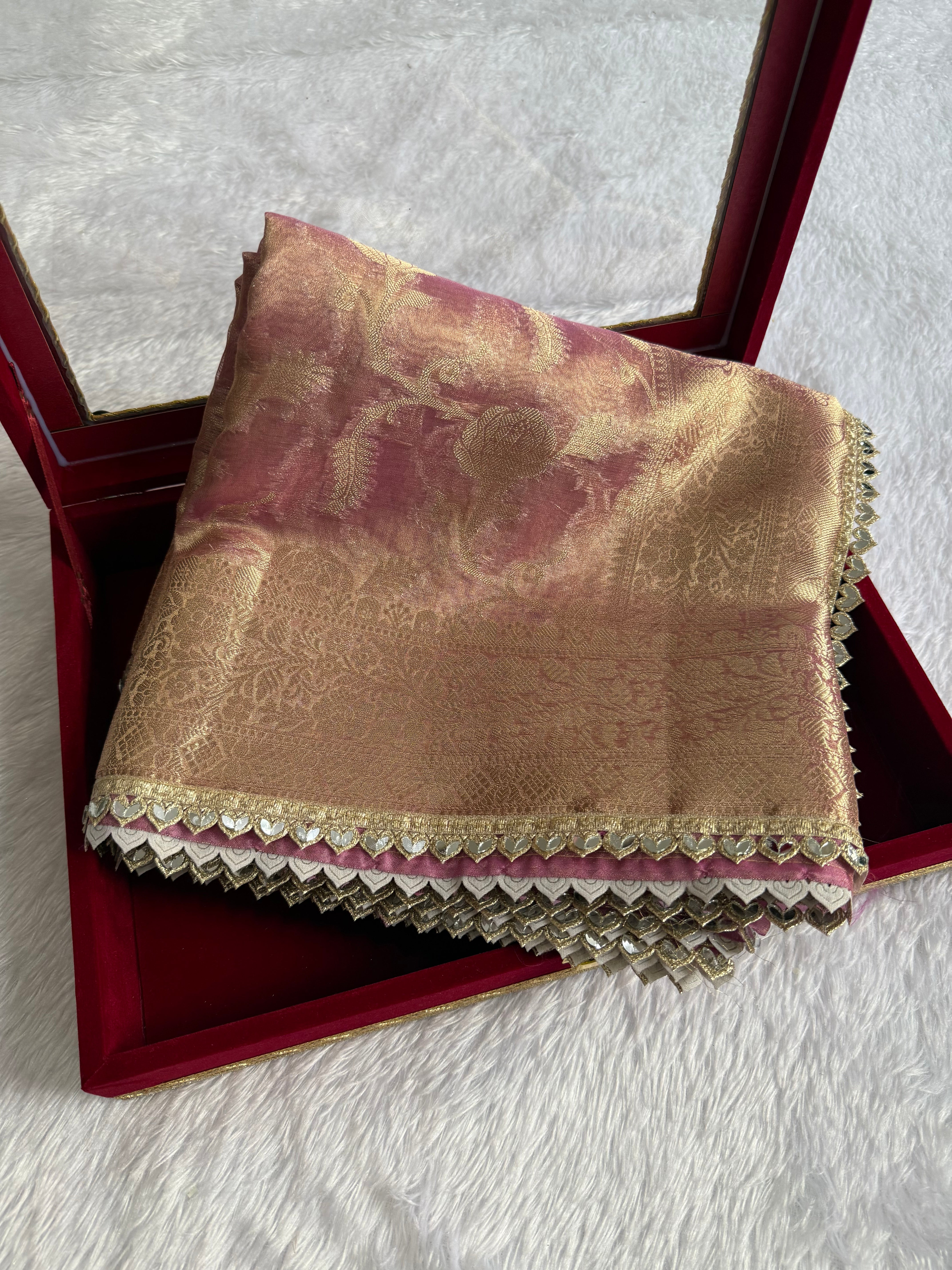 Incredible Party Wear Tissue Silk Jacquard Zari Weaving Work Designer Saree With Blouse Piece