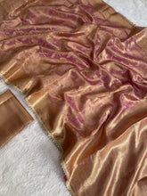 Load image into Gallery viewer, Incredible Party Wear Tissue Silk Jacquard Zari Weaving Work Designer Saree With Blouse Piece
