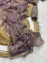 Load image into Gallery viewer, Ethnic Party Wear Soft Moss Silk Embroidery Work Lace Border Fancy Designer Saree With Blouse Piece
