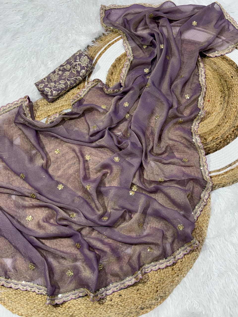 Ethnic Party Wear Soft Moss Silk Embroidery Work Lace Border Fancy Designer Saree With Blouse Piece