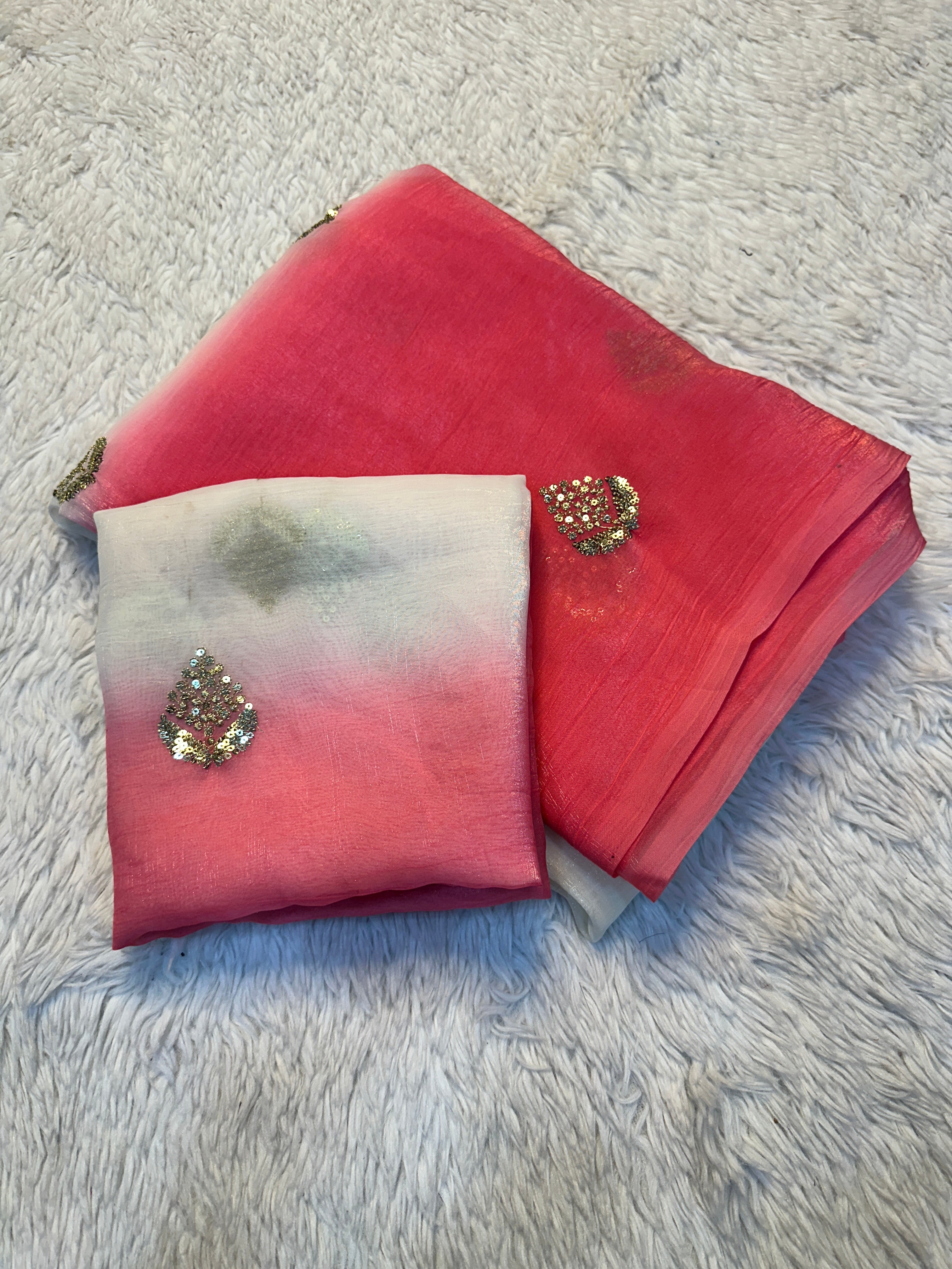 Scrupulous Function  Wear Silk Flower Handwork Butti Design Saree With Blouse Piece