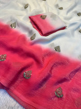 Load image into Gallery viewer, Scrupulous Function  Wear Silk Flower Handwork Butti Design Saree With Blouse Piece
