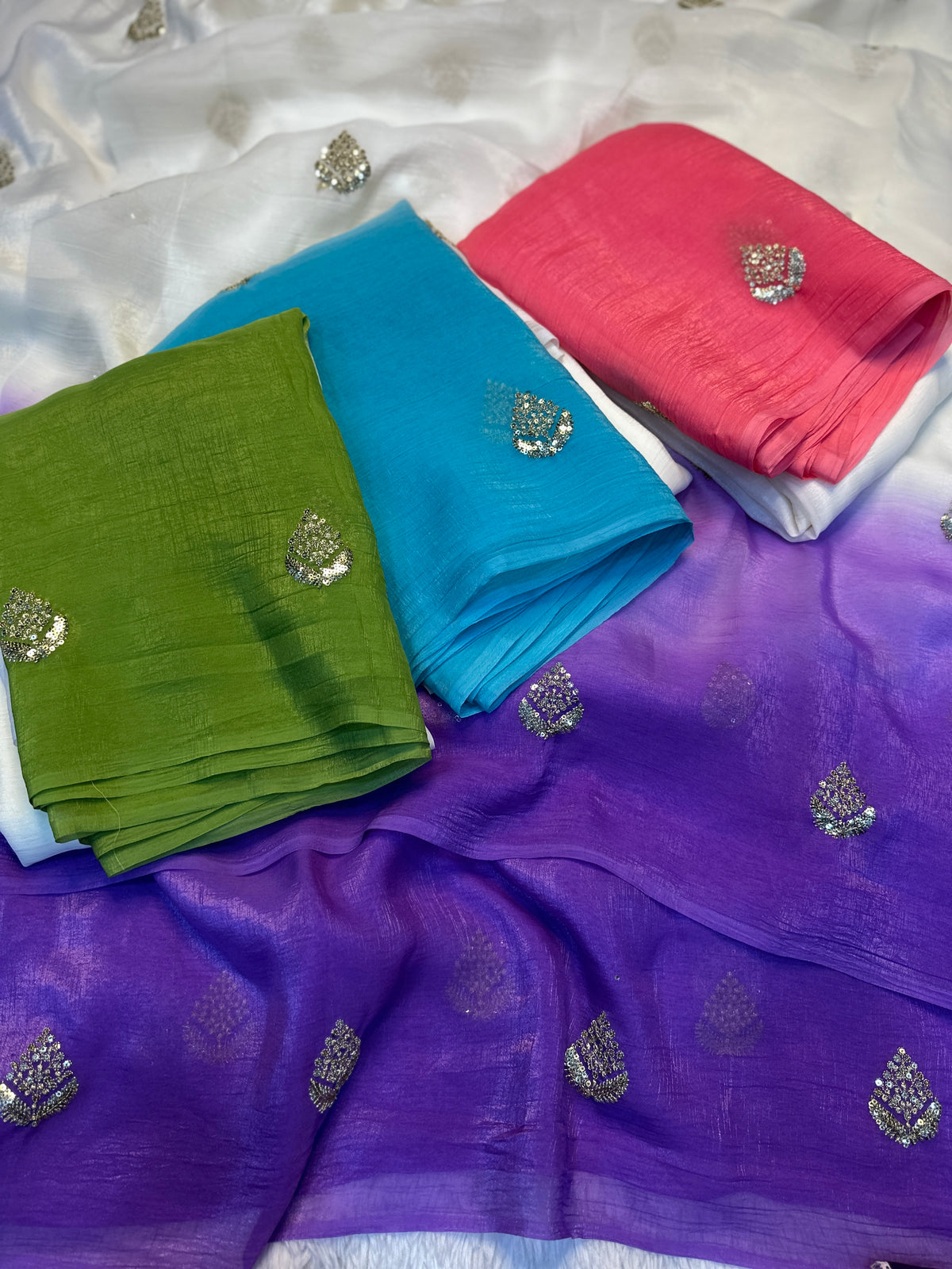 Scrupulous Function  Wear Silk Flower Handwork Butti Design Saree With Blouse Piece