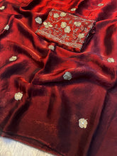 Load image into Gallery viewer, Adorning Party Wear Silk Embroidery n Beads Work Saree With Blouse Piece
