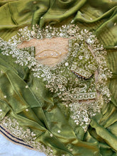 Load image into Gallery viewer, Outstanding Festival Wear Satin Silk Heavy Embroidery n Aarco Work Fancy Designer Saree With Stitched Blouse
