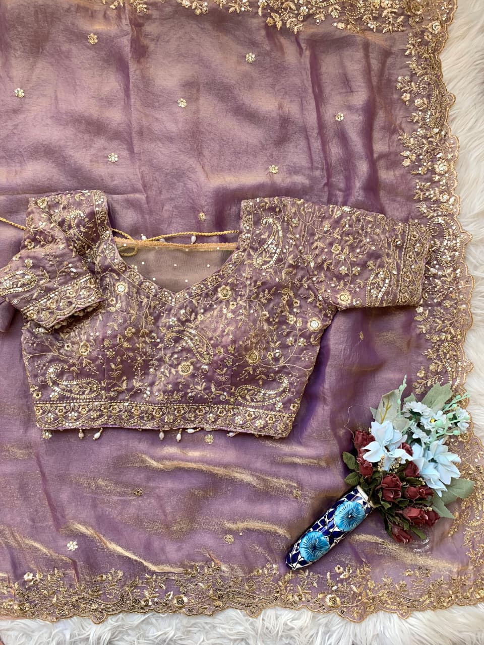 Outstanding Festival Wear Satin Silk Heavy Embroidery n Aarco Work Fancy Designer Saree With Stitched Blouse