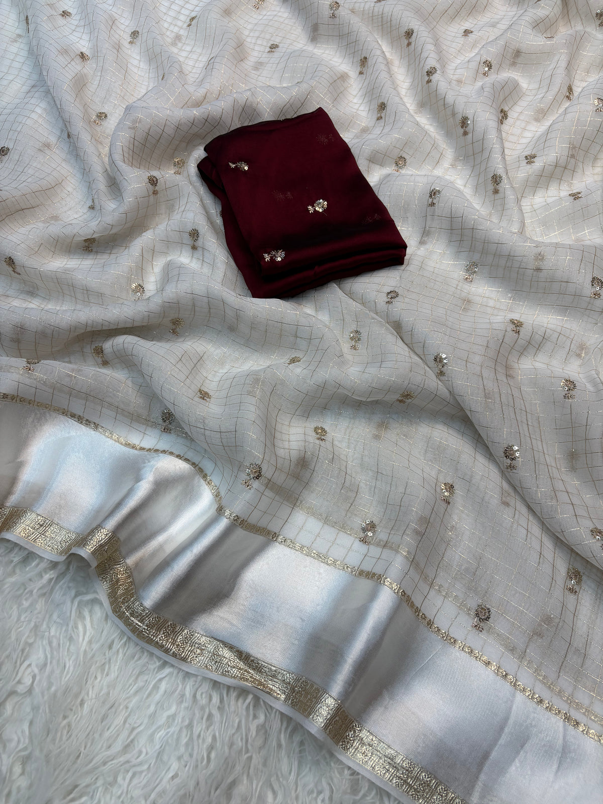Graceful  Festive Wear Pure Viscose Georgette Sequence Work Fancy Designer Saree With Unstitched Blouse Piece