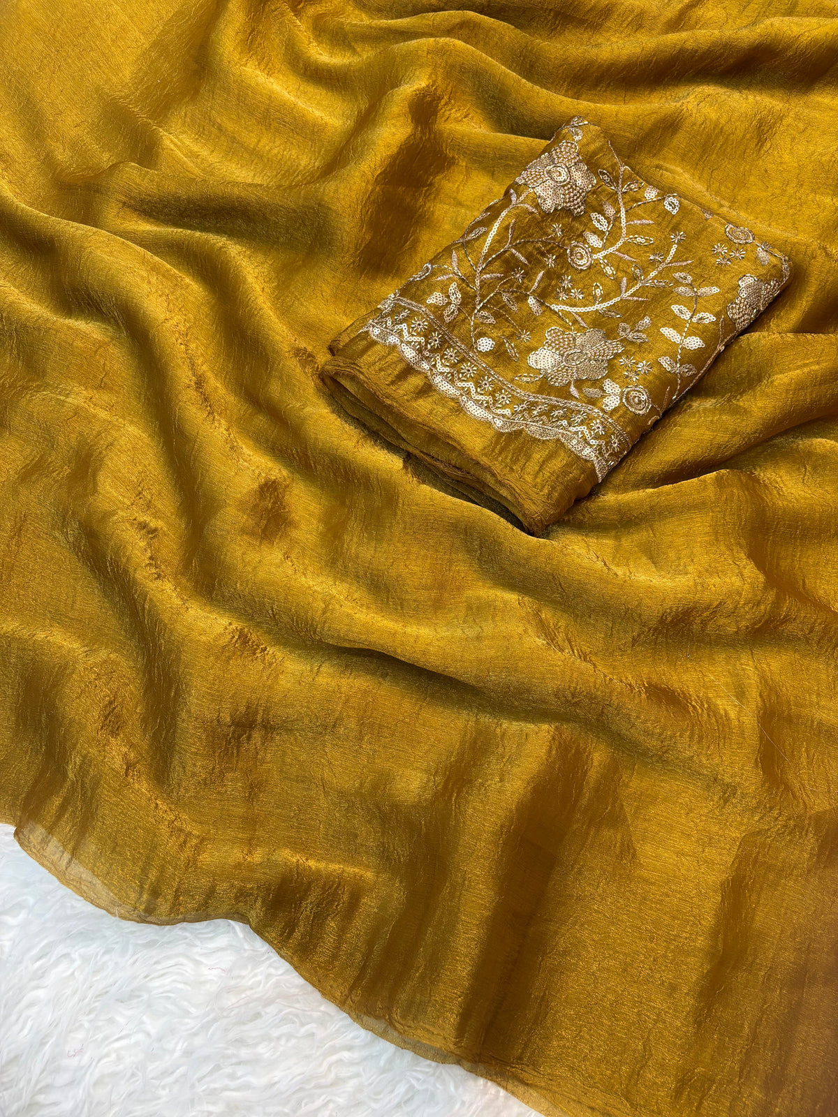 Mellifluous Festival Wear Silk Designer Saree With Heavy Beads Work Blouse Piece