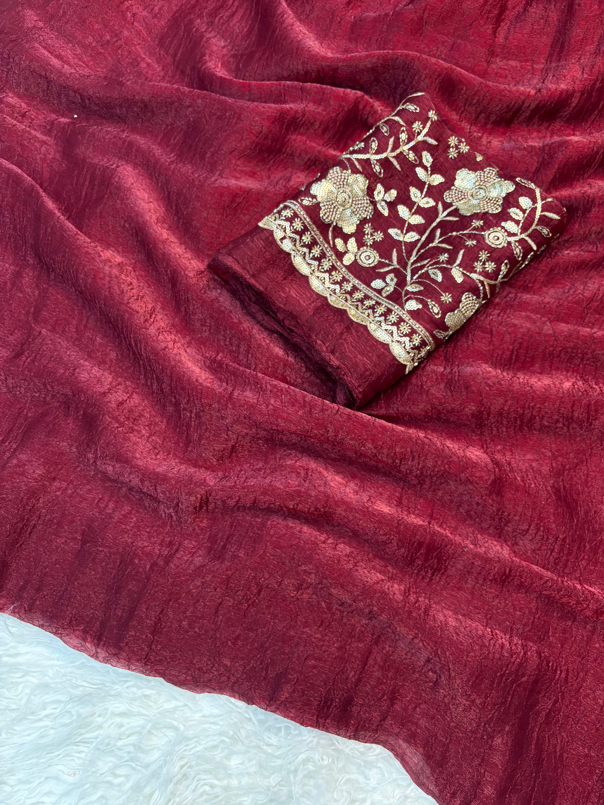 Mellifluous Festival Wear Silk Designer Saree With Heavy Beads Work Blouse Piece