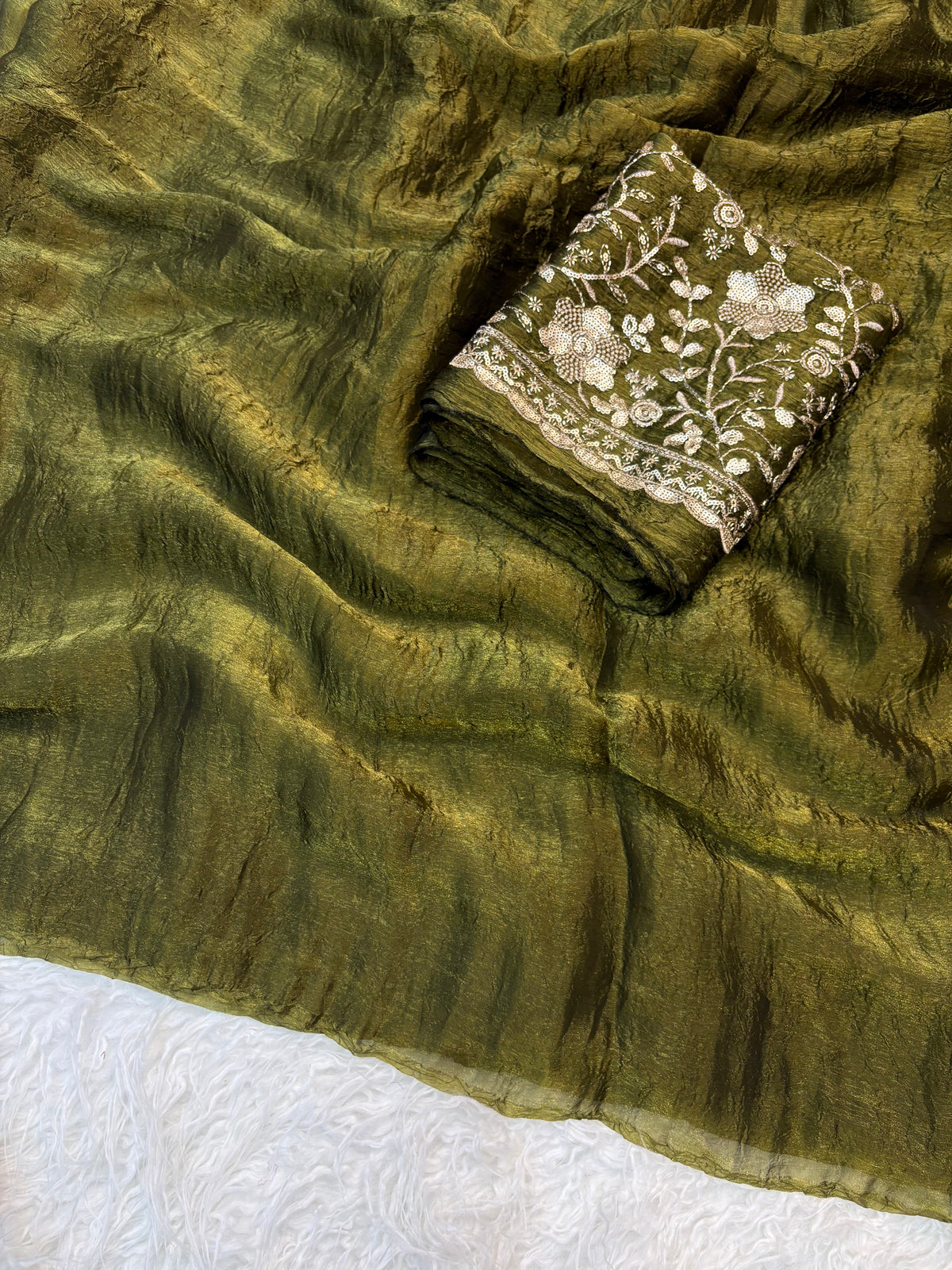 Mellifluous Festival Wear Silk Designer Saree With Heavy Beads Work Blouse Piece
