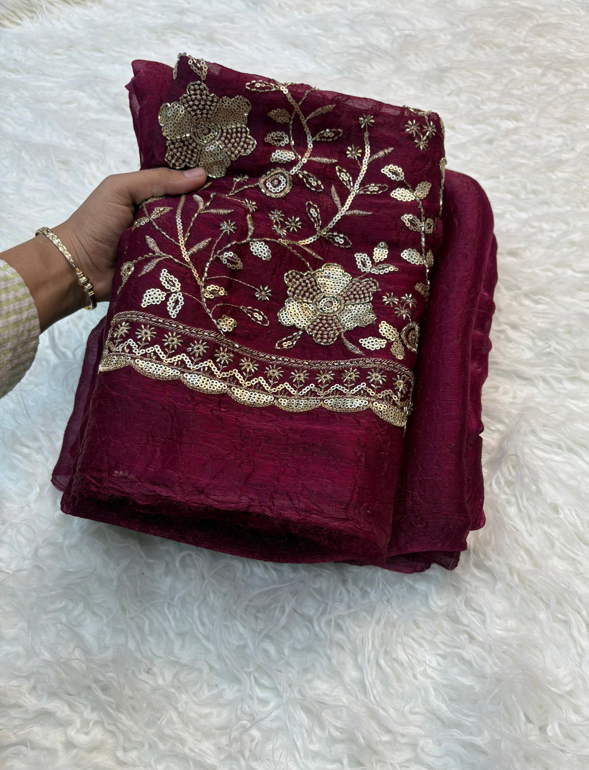 Mellifluous Festival Wear Silk Designer Saree With Heavy Beads Work Blouse Piece