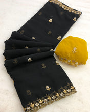 Load image into Gallery viewer, New Partywear Soft Georgette Embroidery n Cutwork Fancy Designer Saree With Blouse

